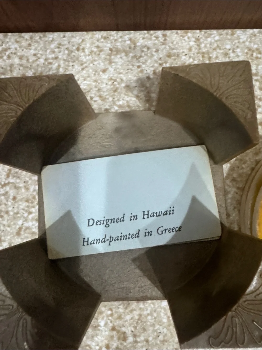 Vintage Hand-Painted Tropical Flowers Ceramic Coaster Set